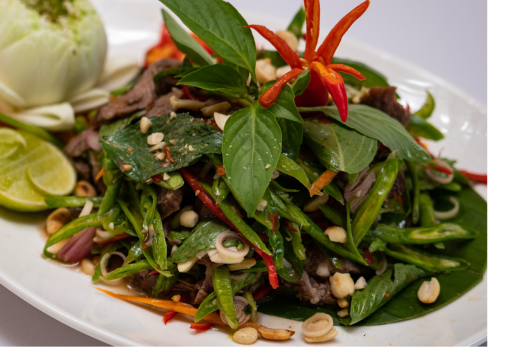 Nhoam Sach Kor -Beef Salad with fresh Vegetable And  khmer Dressing